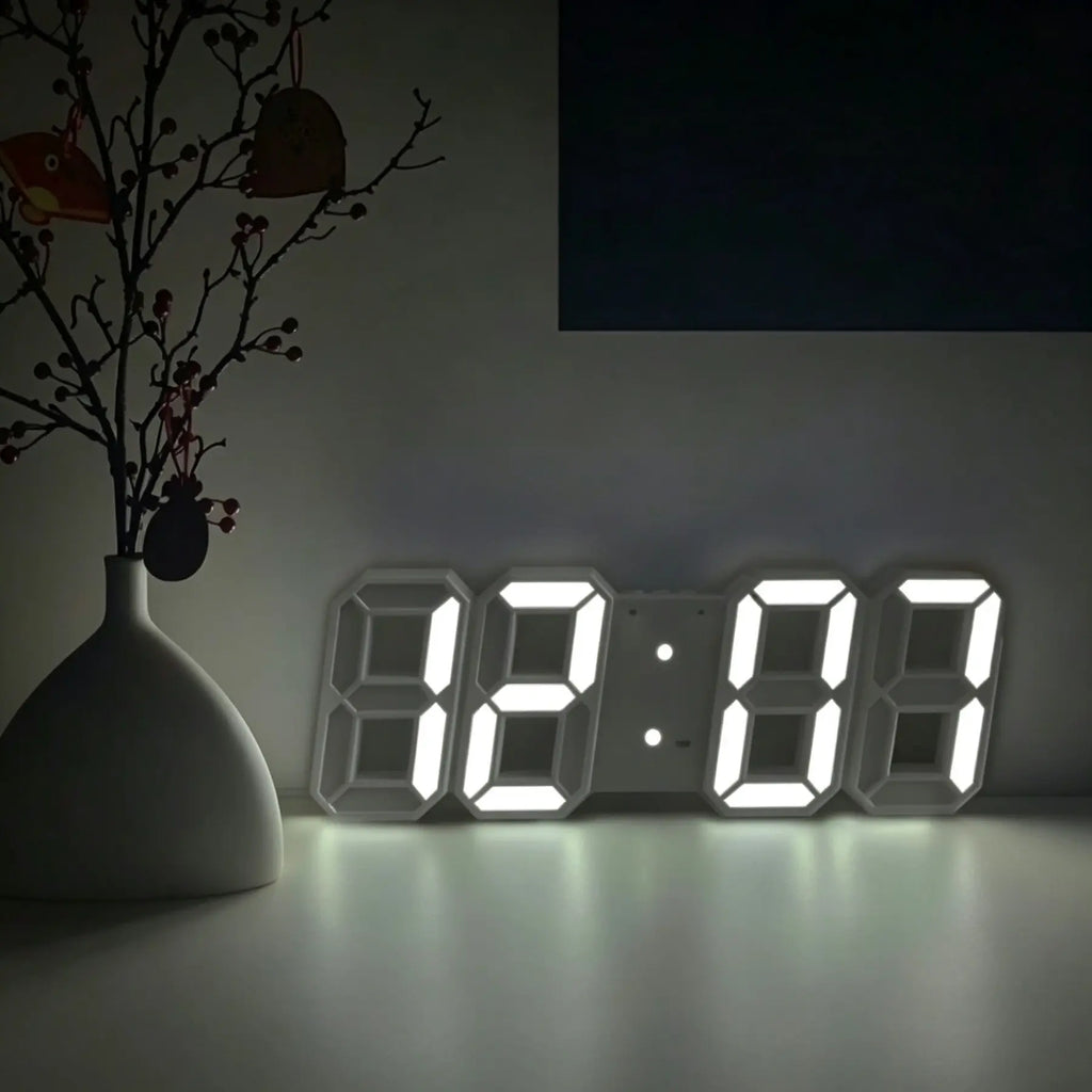 3D LED Digital Lighted Wall Clock with Night Light & Adjustable Brightness – 9-Inch Smart Desk Clock for Bedroom, Kitchen & Office (Time/Date/Temperature)