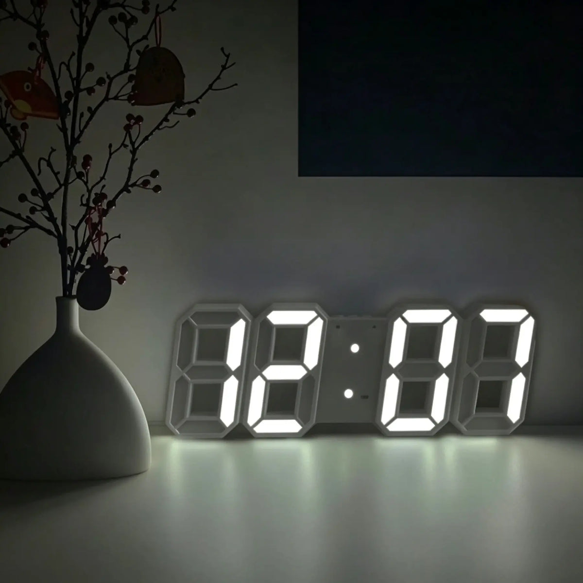 3D LED Digital Lighted Wall Clock with Night Light & Adjustable Brightness – 9-Inch Smart Desk Clock for Bedroom, Kitchen & Office (Time/Date/Temperature)