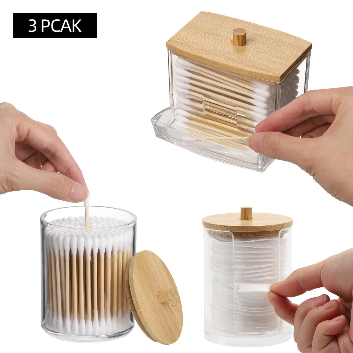 Clear Storage Box with Lid, 4 Counts Bathroom Container Storage Box for Cotton Ball & Swab & Pad, Apothecary Jar for Organizer and Storage, Bathroom Organizer Supplies, Bathroom Accessories Organizer, Bathroom Organization