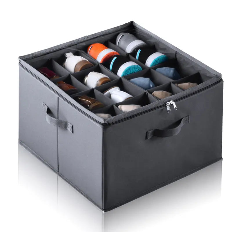 Durable Shoe Organizer Boxes, Dust Proof Fabric Shoe Storage Box with Adjustable Dividers, Compartments, Foldable Design, 8-16 Pairs Capacity, Bedroom Home Storage Organization Solution for Dorm Students