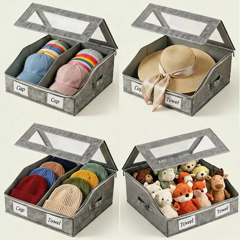 Large Baseball Cap Organizer, Stackable Trapezoid Cap Storage System, 2 PCS Transparent Container Hat Organizers for Closet, Cardboard-Supported Holds Up to 30 Caps, Organize Hats for Men & Women, Christmas/Mother's Day Gifts