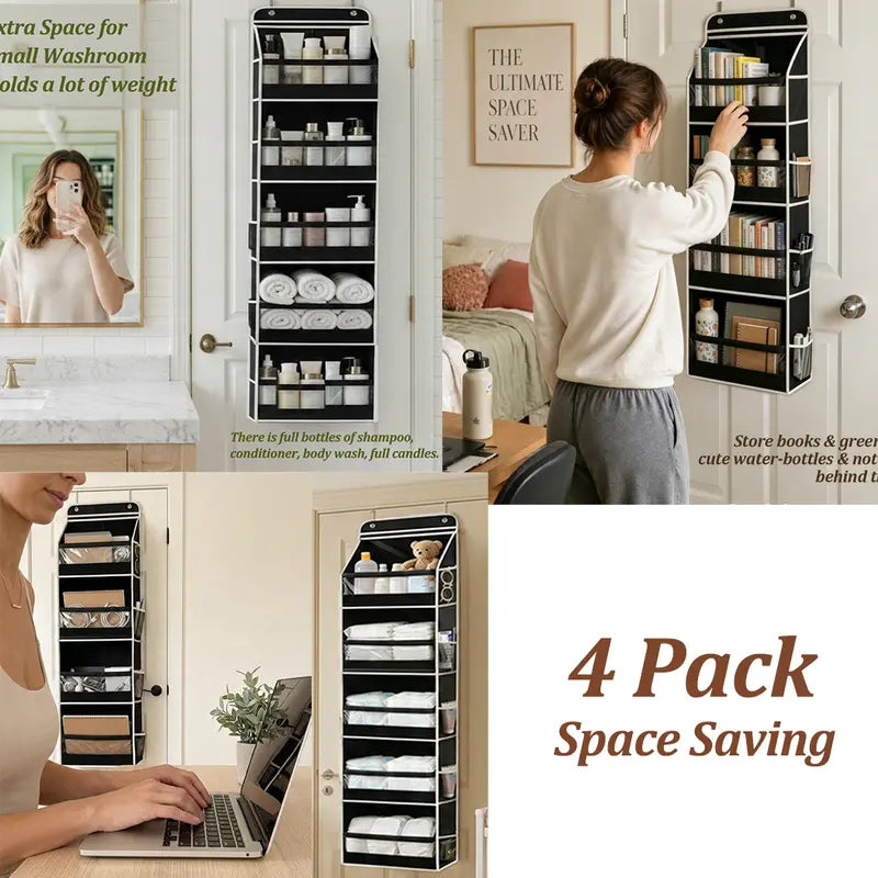 5-Tier Over The Door Hanging Storage Organizer, 10 Pockets for Nursery Door, Diaper Storage, 60lbs Capacity, Bathroom Door Organizer, Dorm Room Essentials, Extra Space Saving