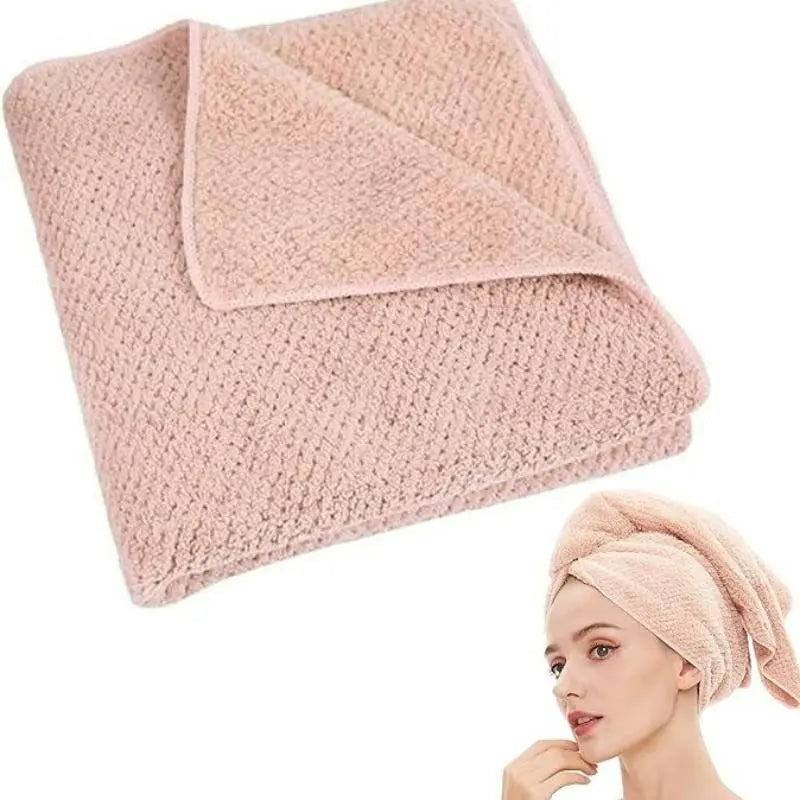 Hair Drying Towel, Plopping Towel Curly Hair, Solid-Colored Soft & Absorbent Microfiber Hair Wrap with Elastic Strap, Large Hair Turban Towel for Wet Hair, Travel Towels