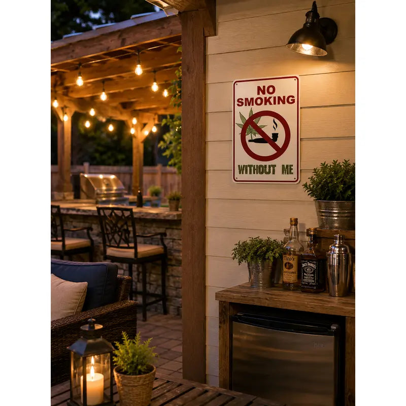Funny Weed Wall Decor Metal Sign | No Smoking Without Me | Man Cave, Home Bar & Garage Wall Decor | Room Decorations | Room Stuff for Men | 420 Gift