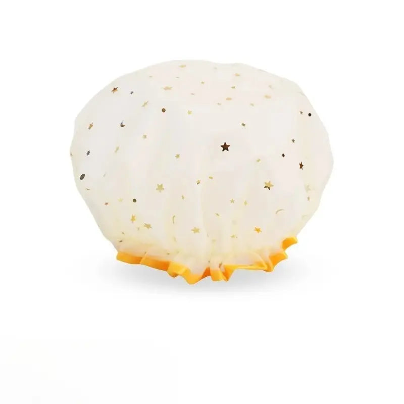 Women’s Double-Layer Waterproof Elastic Shower Cap, Reusable Eco-Friendly Bathroom Accessory, Lightweight Leak-Proof Hair Protection Head Cover, Multi-Purpose Accessory for Bathing, Facial Care, Accessories