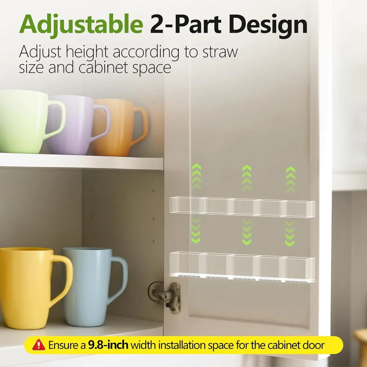 Acrylic Straw Holder Organizer Modular Design Cabinet Storage Rack, Space-Saving Straw Dispenser for Cabinet Doors or Countertops, Coffee Bar Organization, Acrylic Straws Organizer