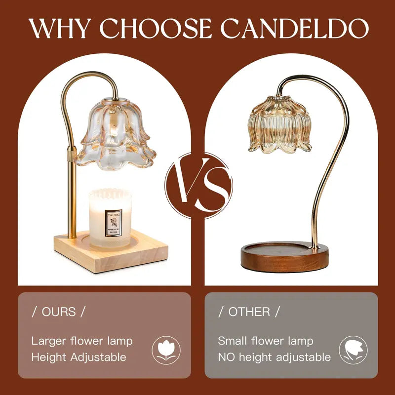 Candle Warmer Lamp, Lily of the Valley Flower Lamp, Height Adjustable with Timer, 2 Bulbs Included, Flameless Fragrance Lamp for Home Bedroom Decor, Ideal Gift for Mom Birthday
