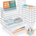 25 PCS Transparent Plastic Drawer Organizer Trays Set - 4-Size Home Boxes for Cosmetic Box, Bathroom Organizer, Kitchen Gadgets & Office Supplies, Ideal for Storage Needs
