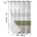 Striped geometric double-layer shower curtain, mesh top window, hook-free design, easy installation, farmhouse, hotel, modern home decoration, 72x75in