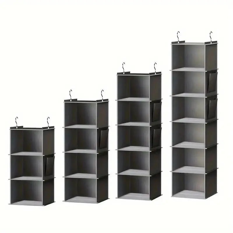 Multi-layer Hanging Clothes Storage Organizer, Space Saving Hanging Clothes Organizer with Side Pocket, Foldable Clothing Storage Bag, Home Organizer for Bedroom, Foldable Storage Bags