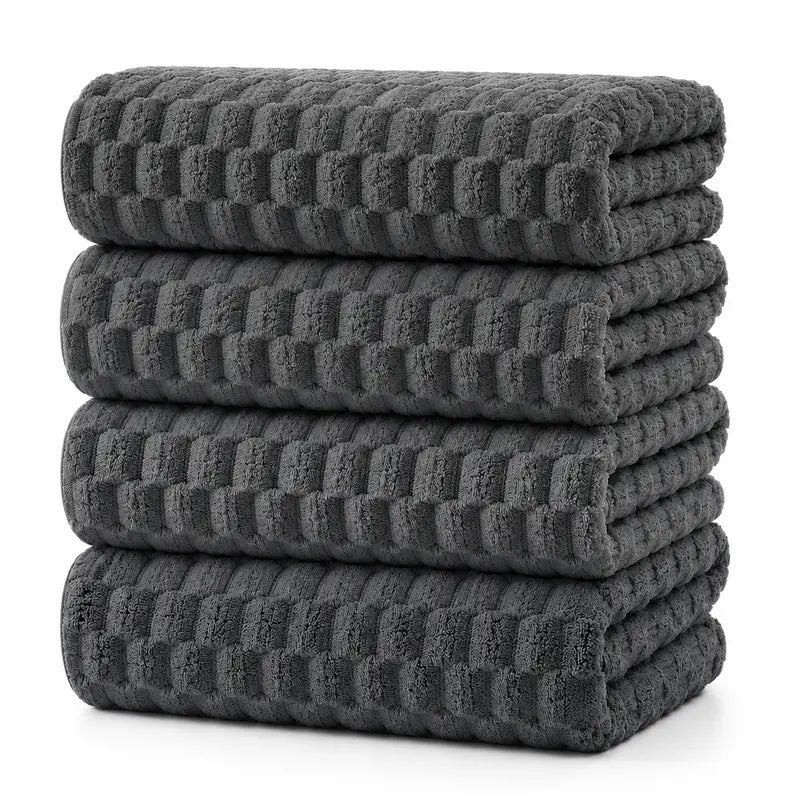 REDKISS 4-Pack 180g Microfiber Body Towels - Extra Large, Luxury Plush Waffle, Quick Drying Absorbent Multifunctional, Cold Wash Compatible for Bathroom, Spa