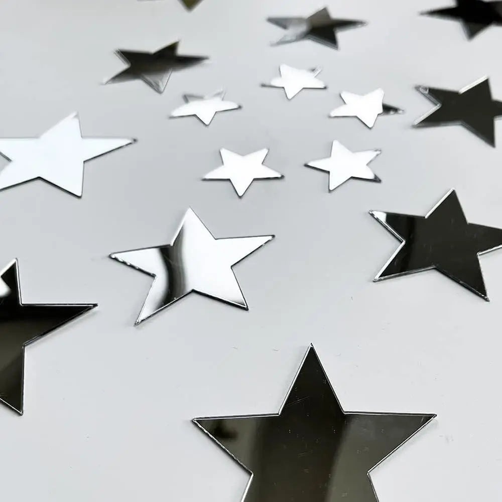 Acrylic Mirror Wall Decorative Stickers, 40pcs/set Star Shaped Wall Tiles Sticker, 3 Different Sizes Star Sticker, Self Adhesive Wall Decals, Summer Gifts, Decoration, Door Decorations