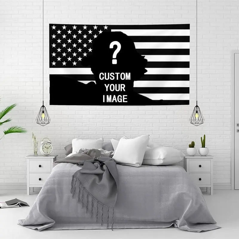 Custom Pink America Flag Personalized Design Your Image Funny Tapestry Wall Handing Music Tapestry for Bedroom College Dorm Decor Home Living Room Decorations Gift Hanging Photo fathersdaygifts Decorating Cloth Print