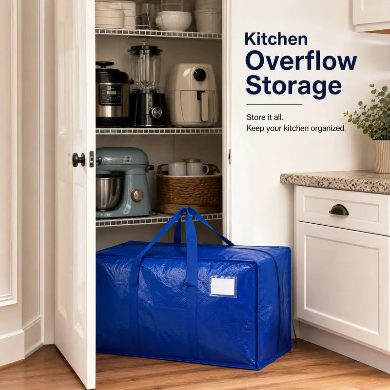 6-Pack of Extra-Large, Heavy-Duty Moving Bags—Waterproof storage bags with handles and zippers, foldable, ideal for college dorms and home storage. #TikTokShopBackToSchool