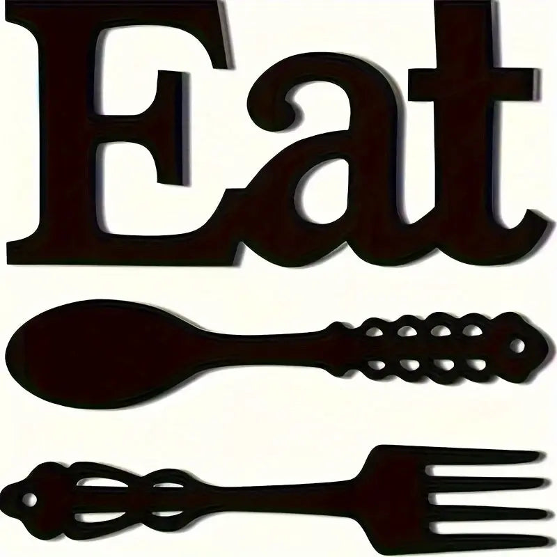 Rustic 'eat' Wall Decor Set, Home Wall Art, Wooden Fork and Spoon Letter Art, Elegant Farmhouse Kitchen and Dining Room Decoration Items, Perfect for Christmas