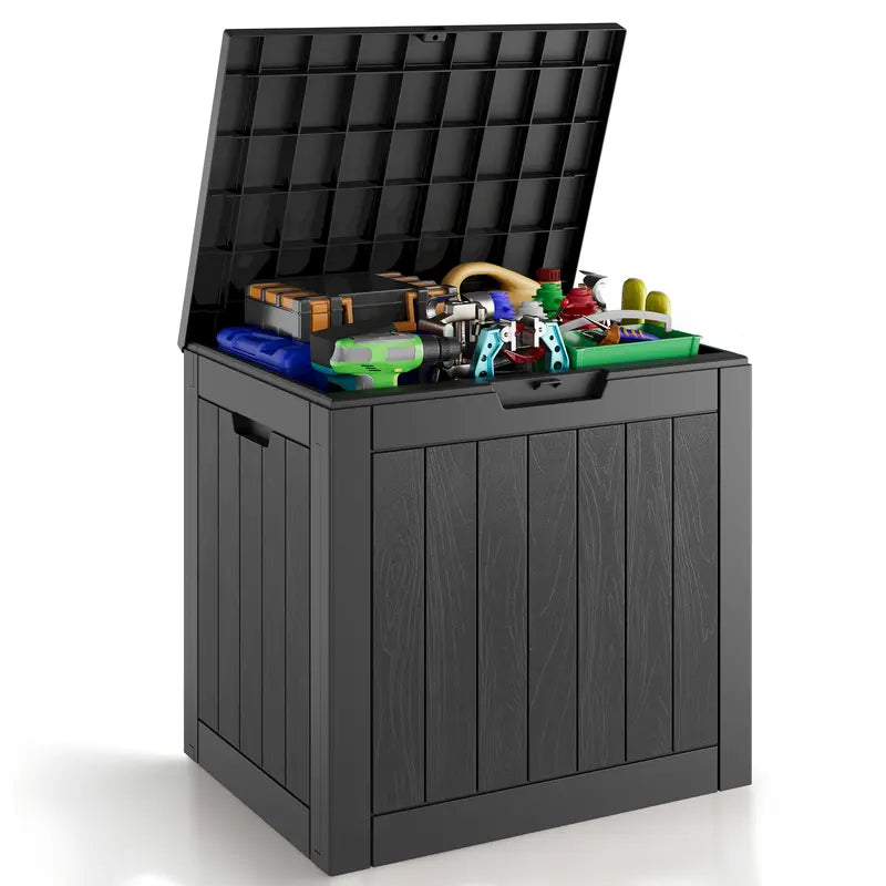 BIFANUO Durable Rattan Pattern Resin Plastic Outdoor Storage Box with Lid - 31/50 Gal, Lockable Snap-Closure Organiser, Side Table for Patio Use, Storage Organization, Home Improvement Needs