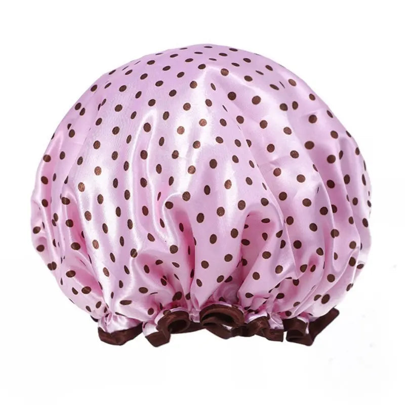 Women’s Double-Layer Waterproof Elastic Shower Cap, Reusable Eco-Friendly Bathroom Accessory, Lightweight Leak-Proof Hair Protection Head Cover, Multi-Purpose Accessory for Bathing, Facial Care, Accessories