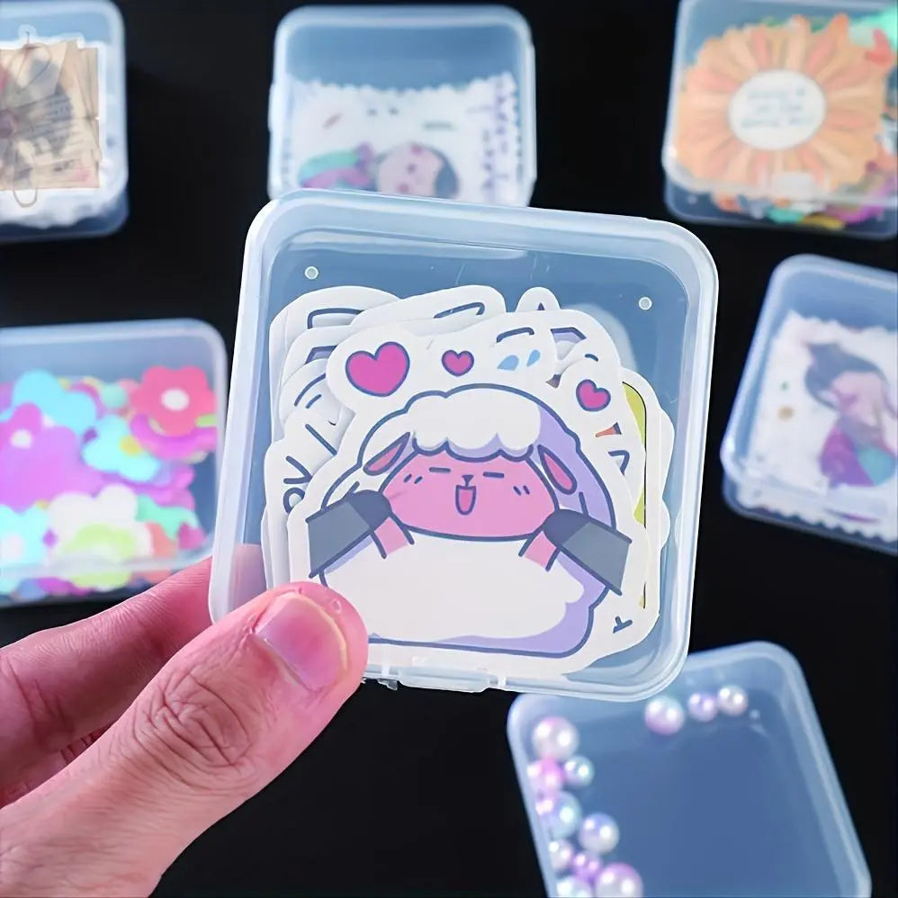 Clear Storage Box, 5 Counts Mini Portable Sticker Packs Storage Box, Desk Organizer for Sticker, Stationery, Office Supplies, Home Organizer