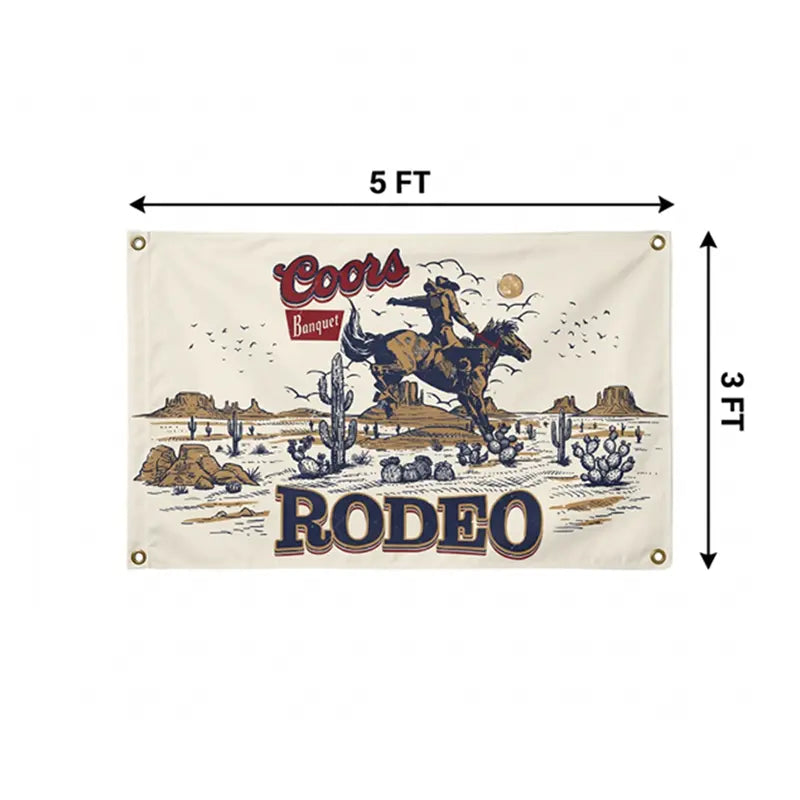 3x5 ft Beer Rodeo Flag - Synthetic Lightweight Fabric Banner with Grommets & Hanging Capability, Living Room Wall Decor, Dorm Decor for Guys, Flags for Room, House Accessories for Rodeo Culture Enthusiasts