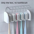 5-Slot Toothbrush Holder with Lid, Self-adhesive Wall Toothbrush Storage Rack, Plastic Bathroom Supplies, Suitable for Dormitories and Showers, Bathroom Accessory, Toothbrush Holders For Bathrooms