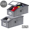TAYTUU Linen 1-Pack Stackable Trapezoid Hat Organizer Bin with Drawstring, Cardboard-Supported Space-Saving Window Boxes for Closet, Transparent Holds 12 Caps, Men’s & Women’s Christmas/Mother’s Day Gifts