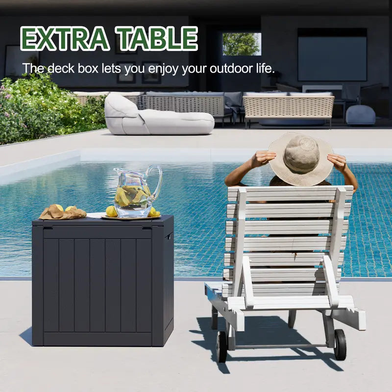 BIFANUO Durable Rattan Pattern Resin Plastic Outdoor Storage Box with Lid - 31/50 Gal, Lockable Snap-Closure Organiser, Side Table for Patio Use, Storage Organization, Home Improvement Needs