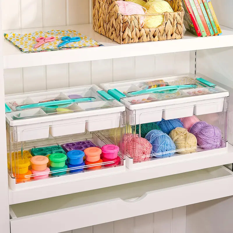 Vtopmart 1/2/4-Pack 24QT Transparent Multifunctional Storage Bin with Removable Trays, Adjustable Dividers, Flip Top & Lockable Lid, BPA-Free Dustproof Home Organizer for Art Supplies, Homeschool Needs, Preschool Use, TikTokShopFallDealsForYou
