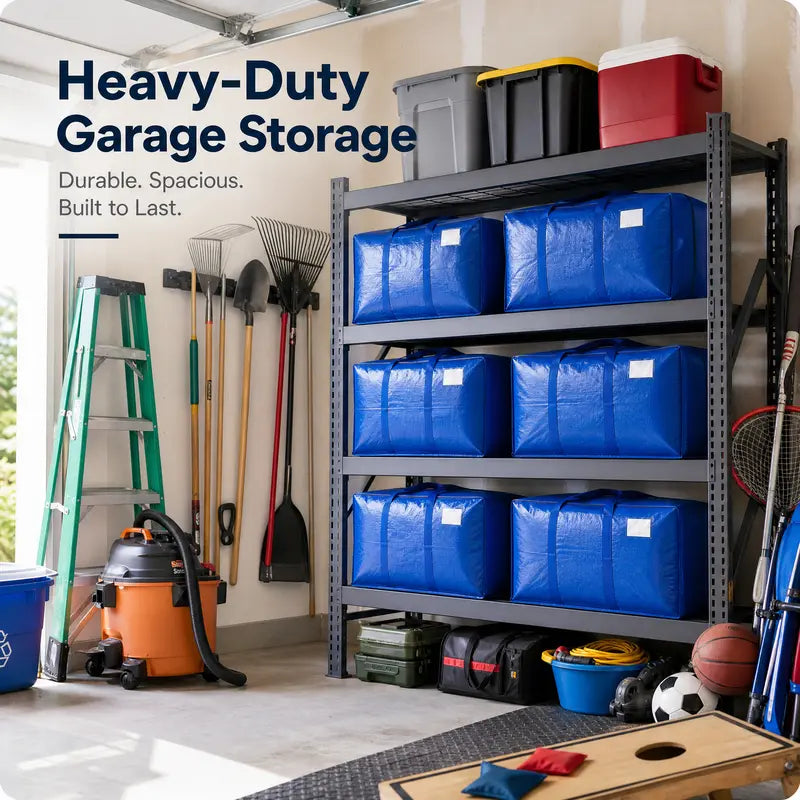 6-Pack of Extra-Large, Heavy-Duty Moving Bags—Waterproof storage bags with handles and zippers, foldable, ideal for college dorms and home storage. #TikTokShopBackToSchool