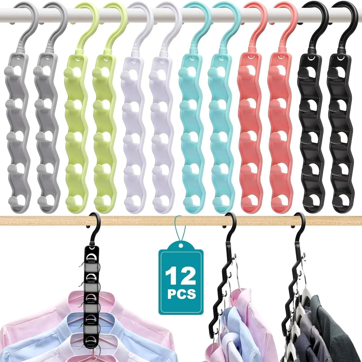 University Dorm Essentials, Closet Organizer & Storage Rack, Upgraded Clothes Hanger, 360° Rotating Hook, Space-Saving Home Must-Have, Closet Hangers