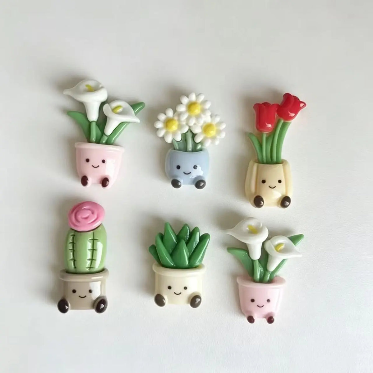 Set of 6/12 pcs Flower Pot Shaped Refrigerator Magnets, Cute and Creative Floral Design, Ideal for Kitchen Office Whiteboard Cabinet Dishwasher Decor, Fridge Magnets Cute