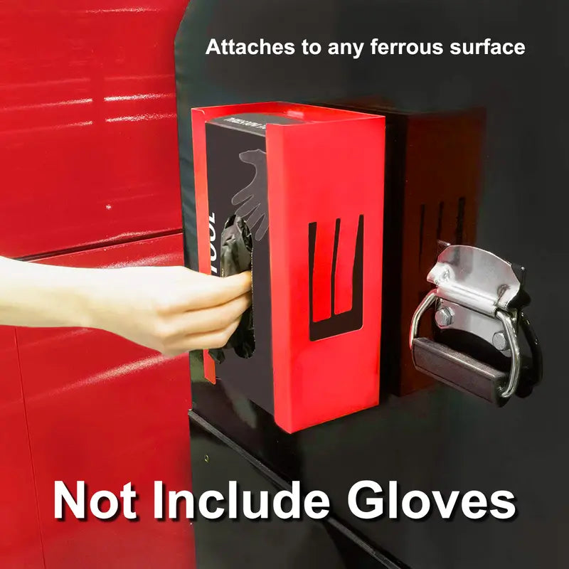 Mayouko 2-Pack Powder-Coated Magnetic Glove & Tissue Dispenser, Black & Red, 8LB Capacity, Wall-Mount Tool Organizer with Containers for Organizing Shop Ferrous Surfaces, Interior Bin Solution