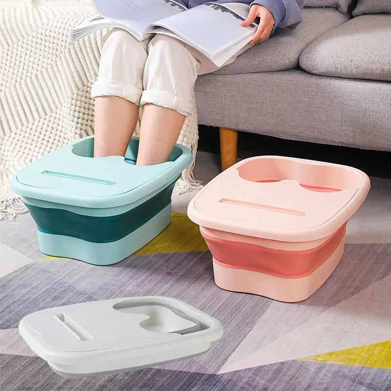 Portable Folding Foot Bath Tub with Massage Function, Space-Saving Design, Hanging No Power Needed, Home Bedroom Bathroom Accessory, Collapsible Foot Bath