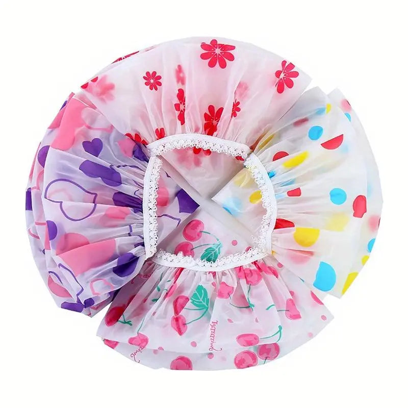 4-Count Waterproof Shower Cap Set, Reusable Shower Cap, Thickened Shower Caps, Plastic Shower Caps, Spa & Hair Salon Grade, Oil-Proof for Kitchen Use, Bathroom Accessories