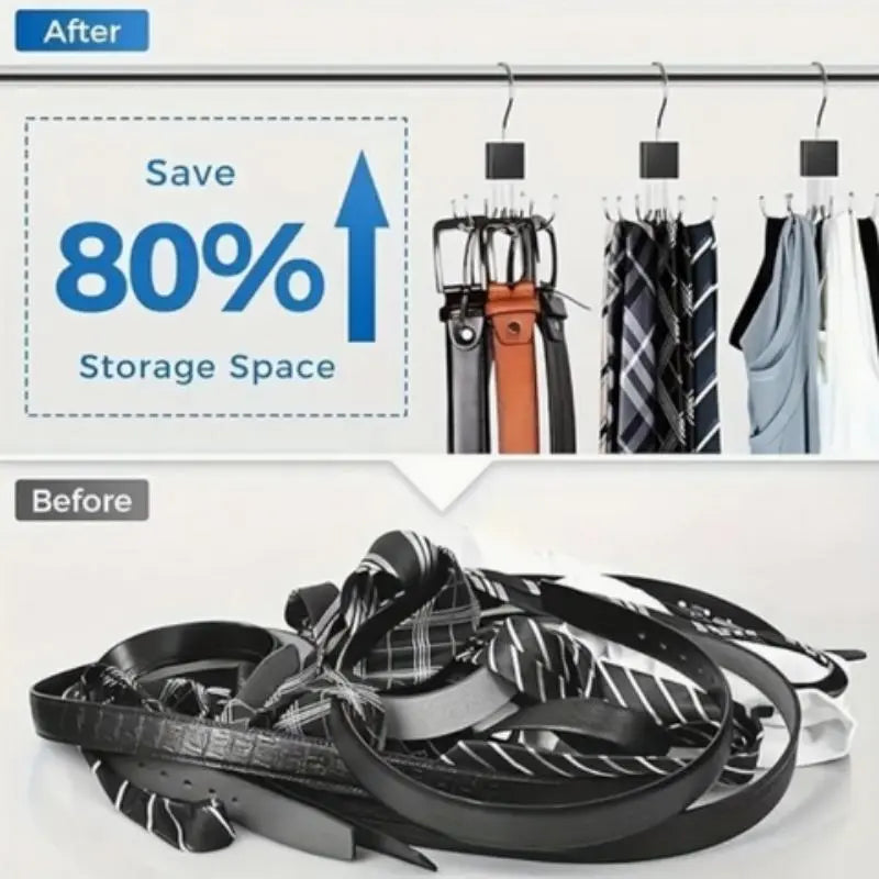 360° Rotatable Belt Hook, Closet Hooks, 1 Count Durable Metal Hanging Storage Hook, Multi-purpose Organiser Hook for Belt, Scarf Organizer, Tie Hanger, Home Storage Hook for Wardrobe, Home and Dormitory, Hanging Accessories, Hanger