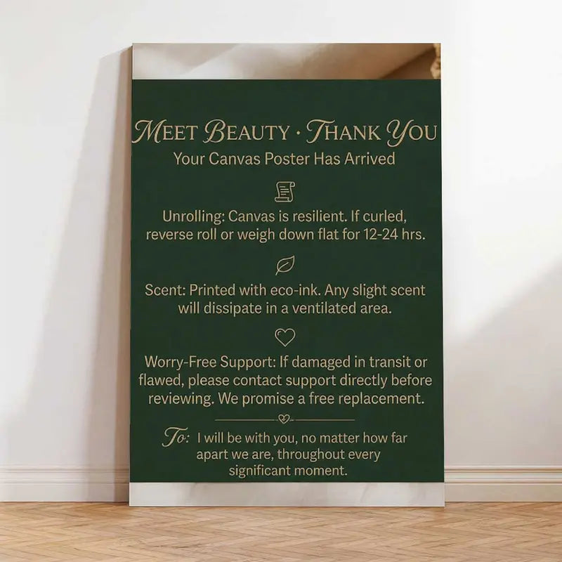After-Sales Warranty Certificate for Canvas Wall Art & Home Poster Prints Home Decor Products Decoration