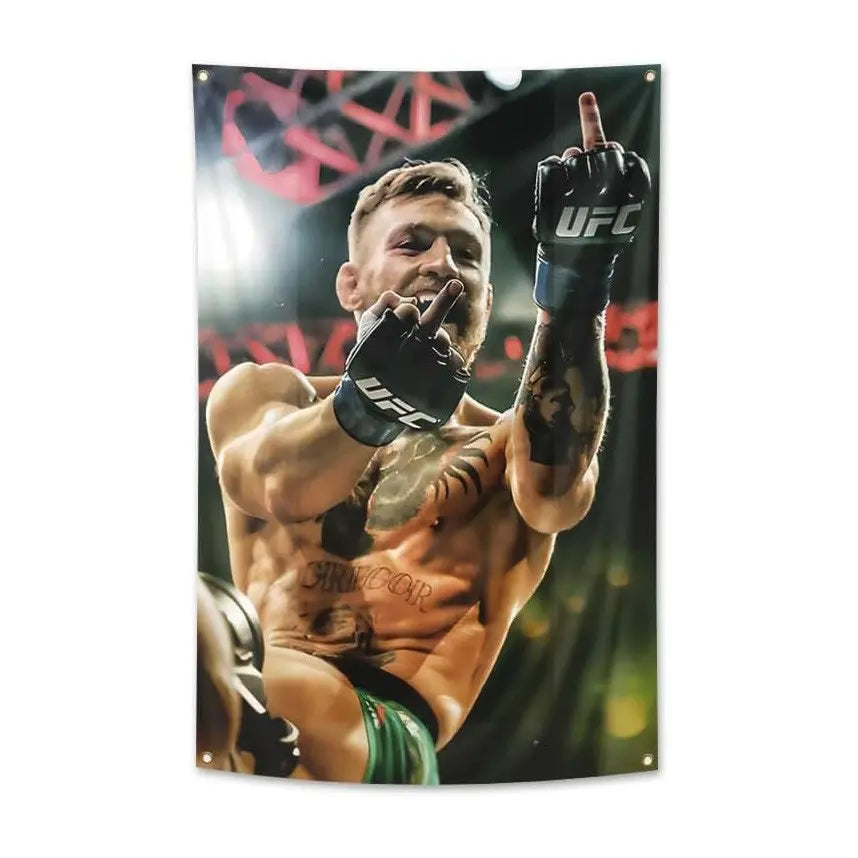 Conor Mcgregor Boxing Flag Poster, Durable Men Cave Wall Banner with Brass Grommets, 3x5 Feet, Ideal for Dorm Room Decor, Outdoor Events