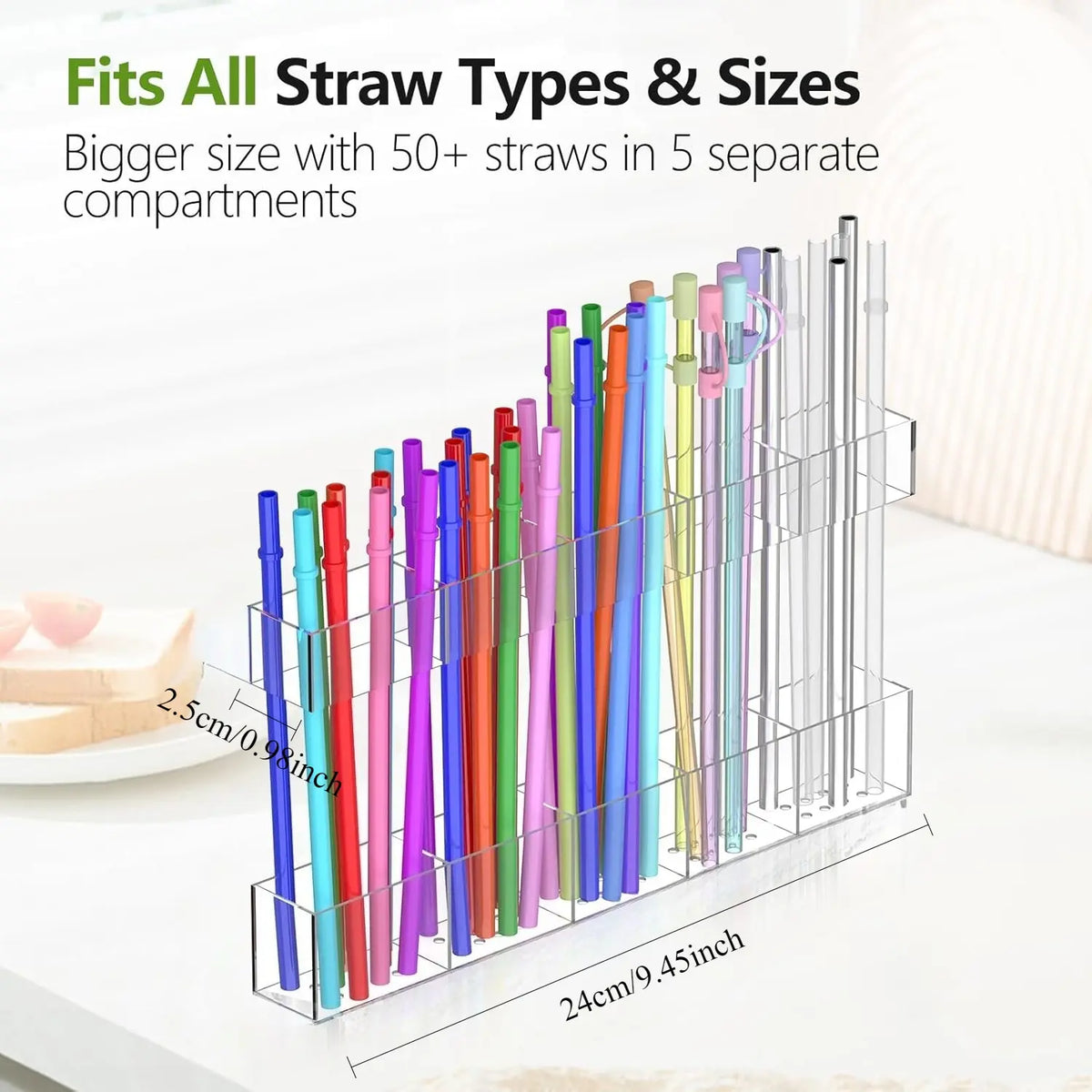 Acrylic Straw Holder Organizer Modular Design Cabinet Storage Rack, Space-Saving Straw Dispenser for Cabinet Doors or Countertops, Coffee Bar Organization, Acrylic Straws Organizer