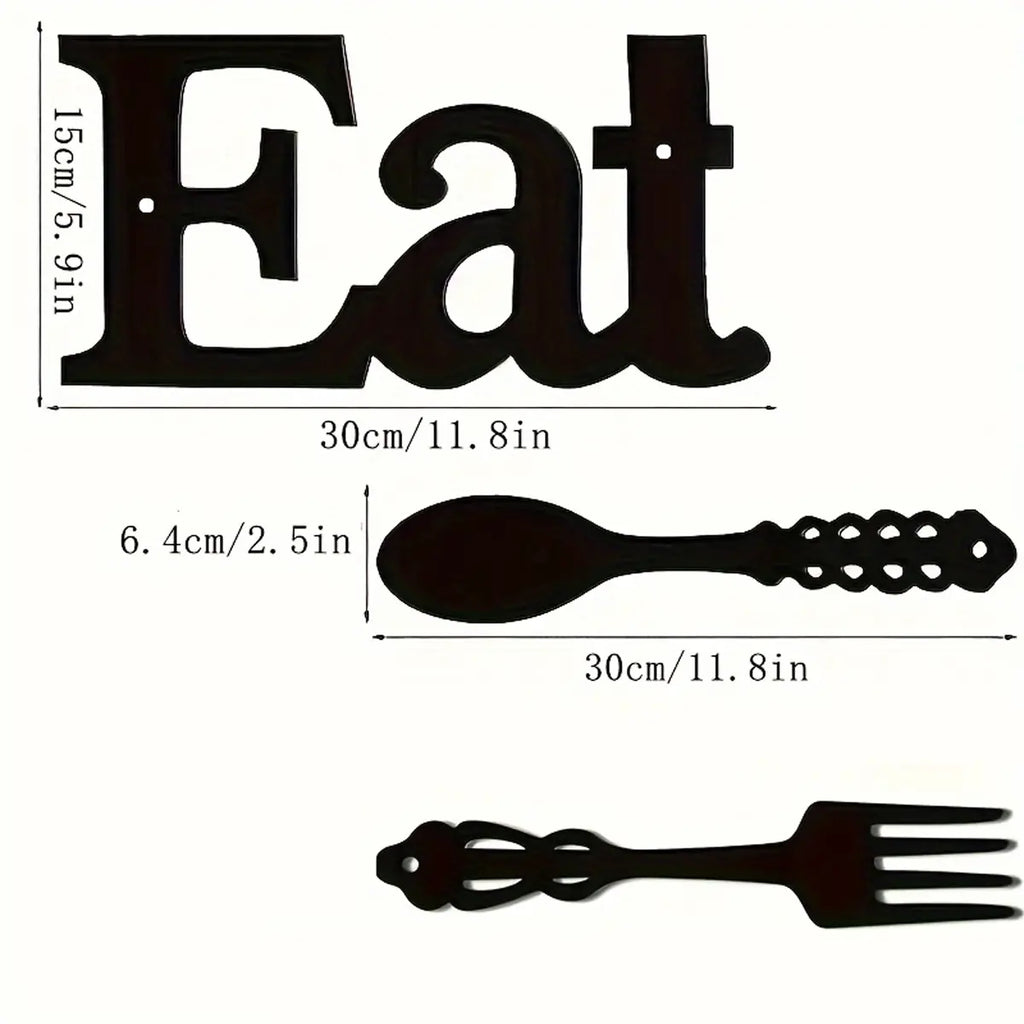 Rustic 'eat' Wall Decor Set, Home Wall Art, Wooden Fork and Spoon Letter Art, Elegant Farmhouse Kitchen and Dining Room Decoration Items, Perfect for Christmas