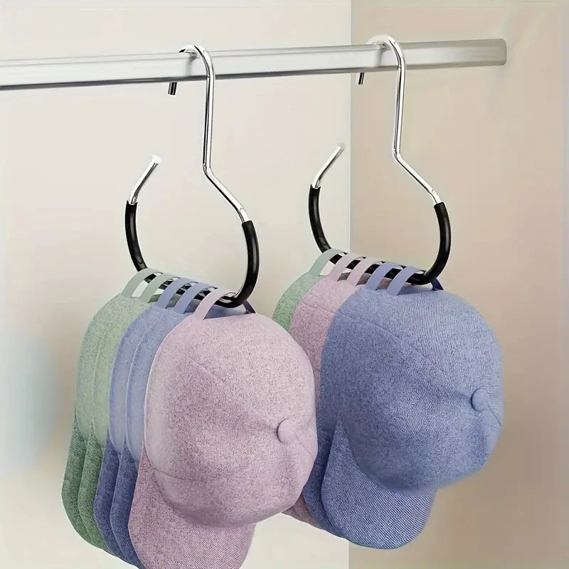2-Pack New Hat Hangers, Single Rod Holds 8 High-Top Hats, Dorm Closet Baseball Cap Hooks, Multi-Functional Traceless Hook Display Rack, Hat Organizer