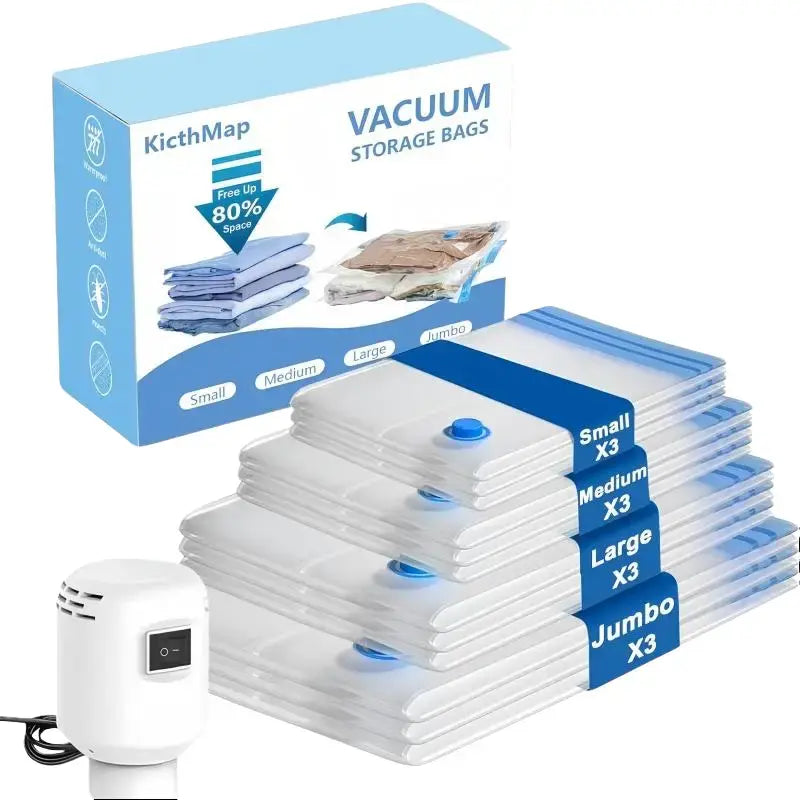 15 Pack Vacuum Seal Bags for Clothes Storage with Rechargeable Pump,Compression Bags for Packing Travel Luggage and Closet Organization summerwins