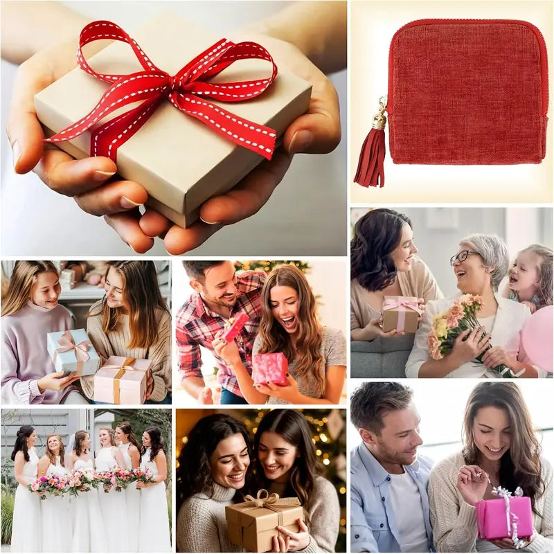 （Terracotta Red）Travel Jewelry Case, Portable Soft Jewelry Bags, Organizer Pouch with 5 Compartments Pocket, Anti-Scratch Storage Holder for Bangle Bracelets Earrings Necklace, Women Gifts
