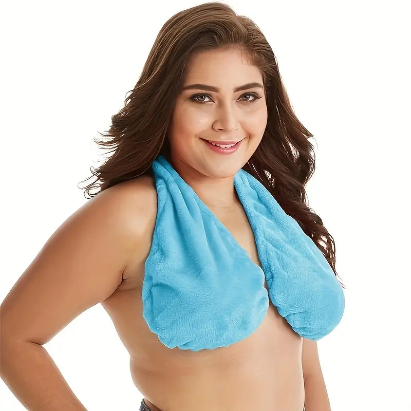 Absorbent and Breathable Towel Bra, Quick-Drying Hangable Hanging Neck Towel Top, Ideal for Beach, Sports and Everyday Indoor Wear, Halter Neck Lightweight Soft Towel Wrap, Wraps Around Chest, Double-Sided Plush Soft Fabric