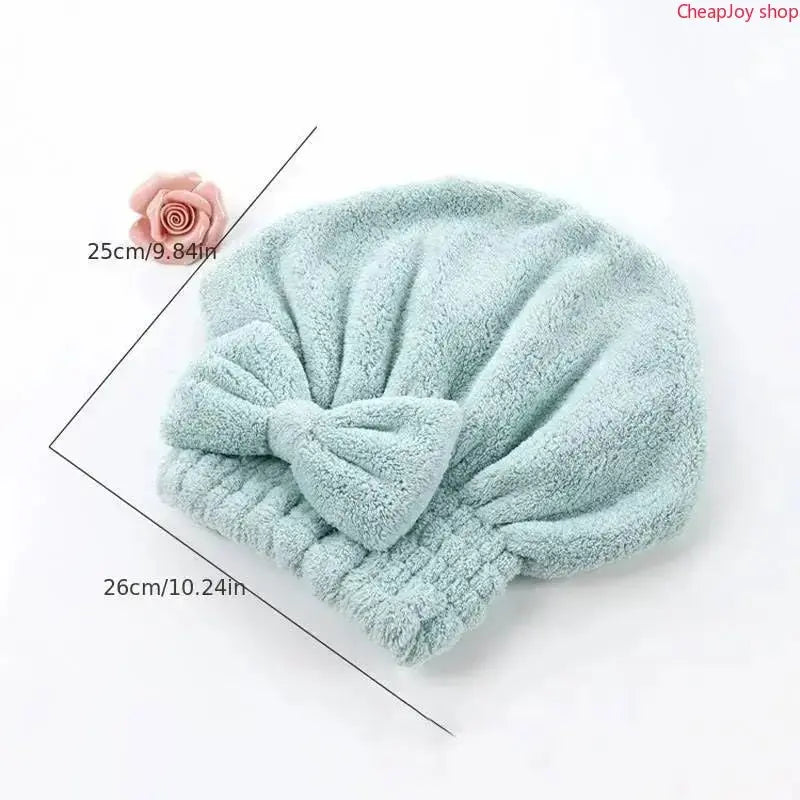 Bow Decor Hair Wrap & Shower Cap Set 2Pcs/4Pcs, ultra soft high absorbency reusable quick dry hair turban, practical bathroom essential for daily shower use, gym sports and outdoor camping travel preparation