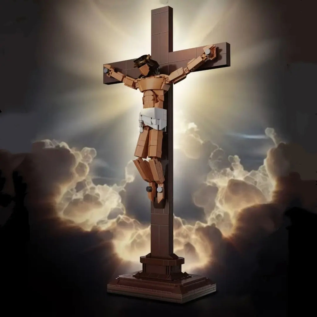 Jesus Crucifix Building Set, 588-Piece Easter Cross Decoration, Home Display Construction Kit, Religious Home Decor, Religious Decorations, Unisex Bricks & Parts for Kids 8+ and Adults