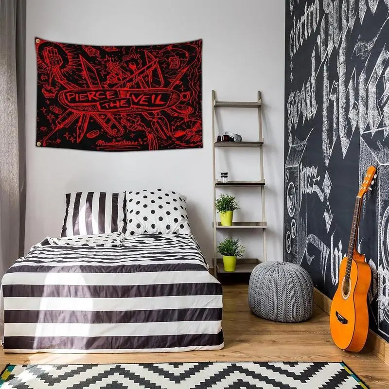 Pierces the Veil Flag Tapestry Poster Banner Funny Flags for Teen s Room Bedroom College Dorm Meme Flags Print Decor Wall