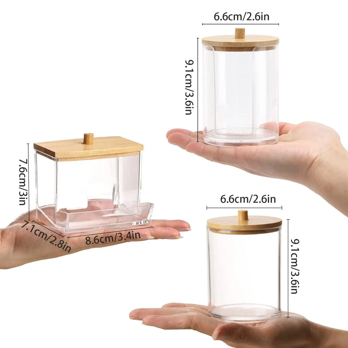 Clear Storage Box with Lid, 4 Counts Bathroom Container Storage Box for Cotton Ball & Swab & Pad, Apothecary Jar for Organizer and Storage, Bathroom Organizer Supplies, Bathroom Accessories Organizer, Bathroom Organization