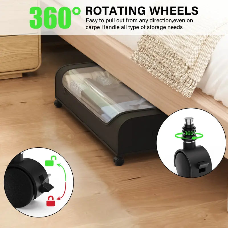 Under Bed Storage With Wheels, Under Bed Storage Containers, Under Bed Shoe Storage Organizer, Rolling Under Bed Metal Drawers For Clothes, Blankets