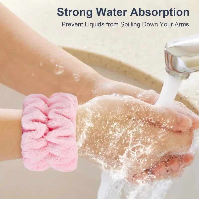 Women's Basic 3-Pack Coral Fleece Microfiber Face Washing Wrist Gloves - Soft & Comfortable, Absorbent Spa Gloves, Drying Towel Alternative, Splash Protection, Keeps Water Off Hands & Arms, 3-Color Fun Mix
