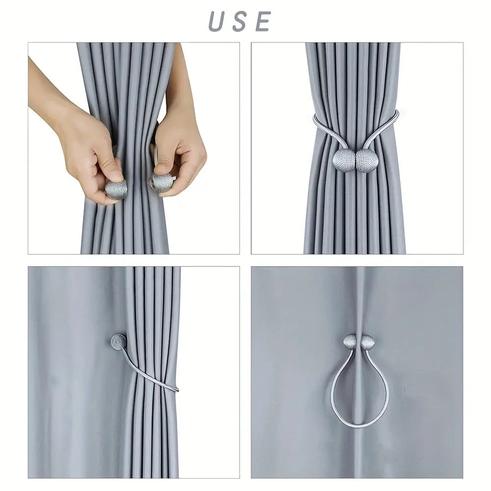 Magnetic Curtain Hooks (2 Pack), Simple Magnetic Headphone Holder, No Drilling Required, Easy Installation, Ideal for Home Use, Convenient Hook