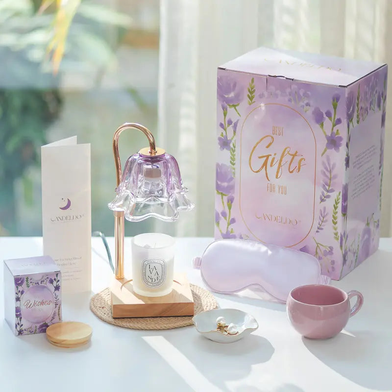 Candle Warmer Lamp, Lily of the Valley Flower Lamp, Height Adjustable with Timer, 2 Bulbs Included, Flameless Fragrance Lamp for Home Bedroom Decor, Ideal Gift for Mom Birthday